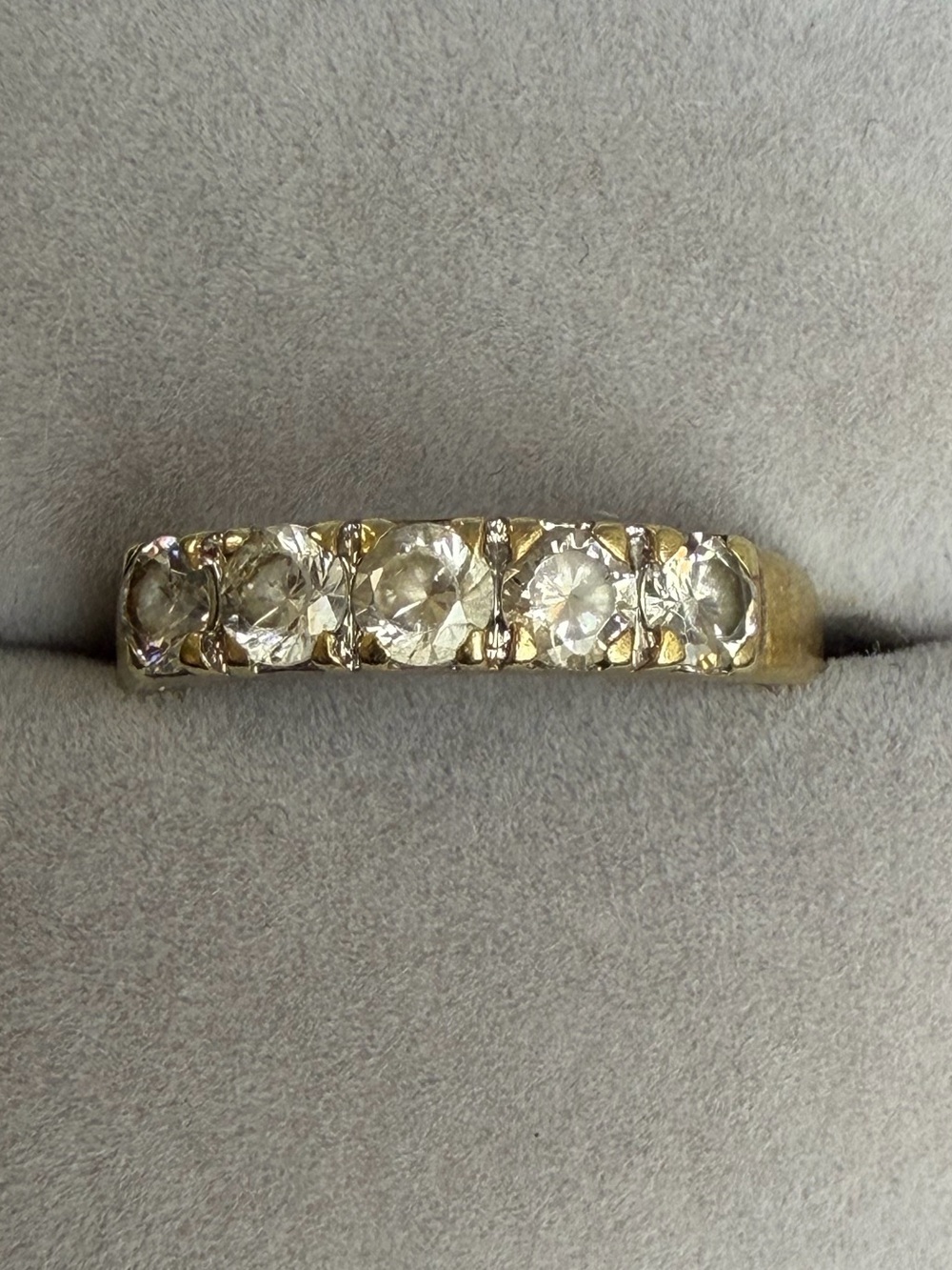Vintage Avon Gold Tone Clear Rhinestone Band Ring Size 7 7.5